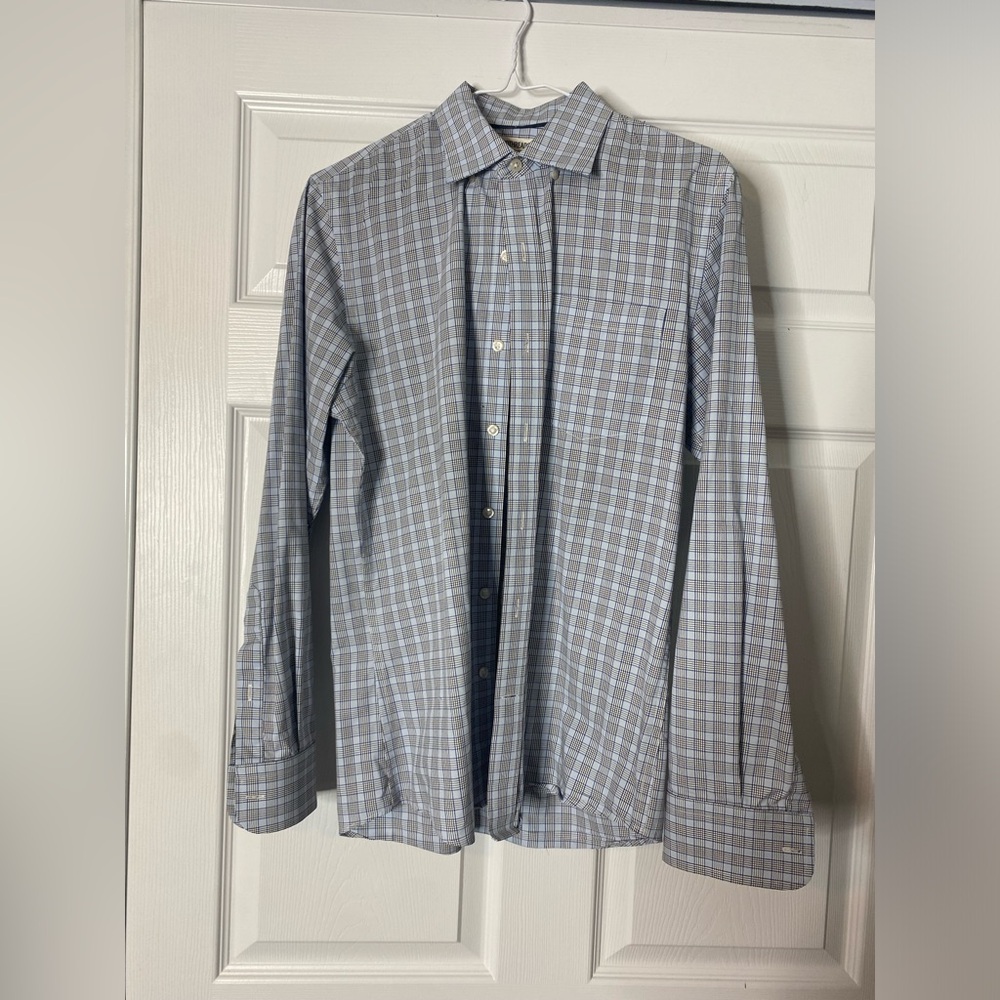 Goodthreads Slim Fit Button Down Dress Shirt – Light Blue Plaid, Men’s S